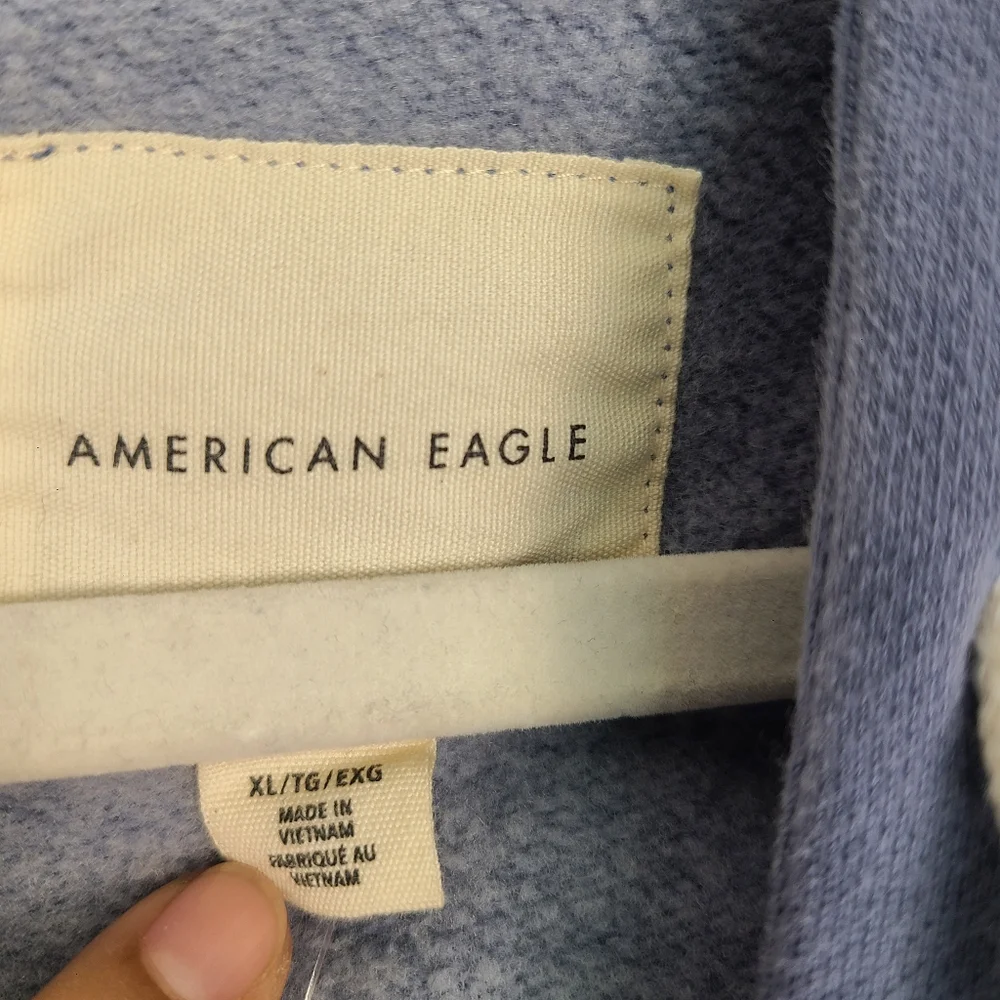 American Eagle Blue-ish Purple-ish (Periwinkle) Cropped Batwing Zip Up Hoodie XL - Picture 5 of 6
